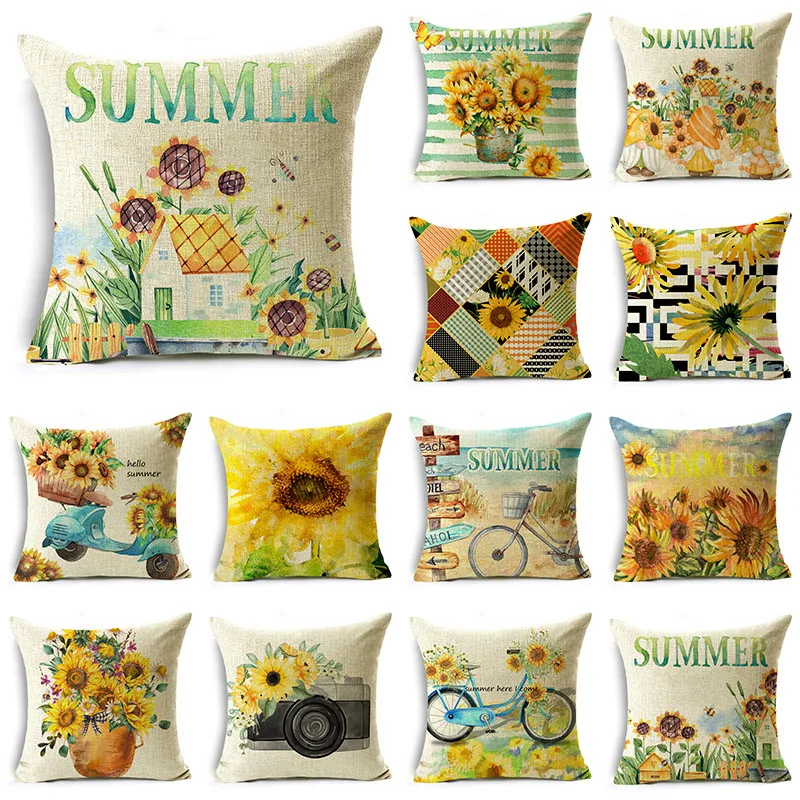 

Personalized Sunflower Series Pillowcase Summer Sofa Office Lumbar Pillow Cushion Cover 40*40cm/45*45cm/50*50cm