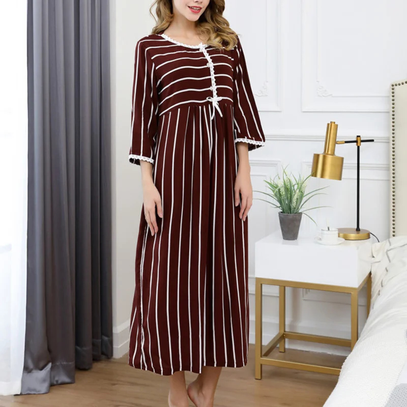 Big Yards Nightdress Women Cotton Lace Nightgown Polka Dot Short Sleeve Lingerie Nightwear Pajamas Home Dressing Gown Sleepshirt