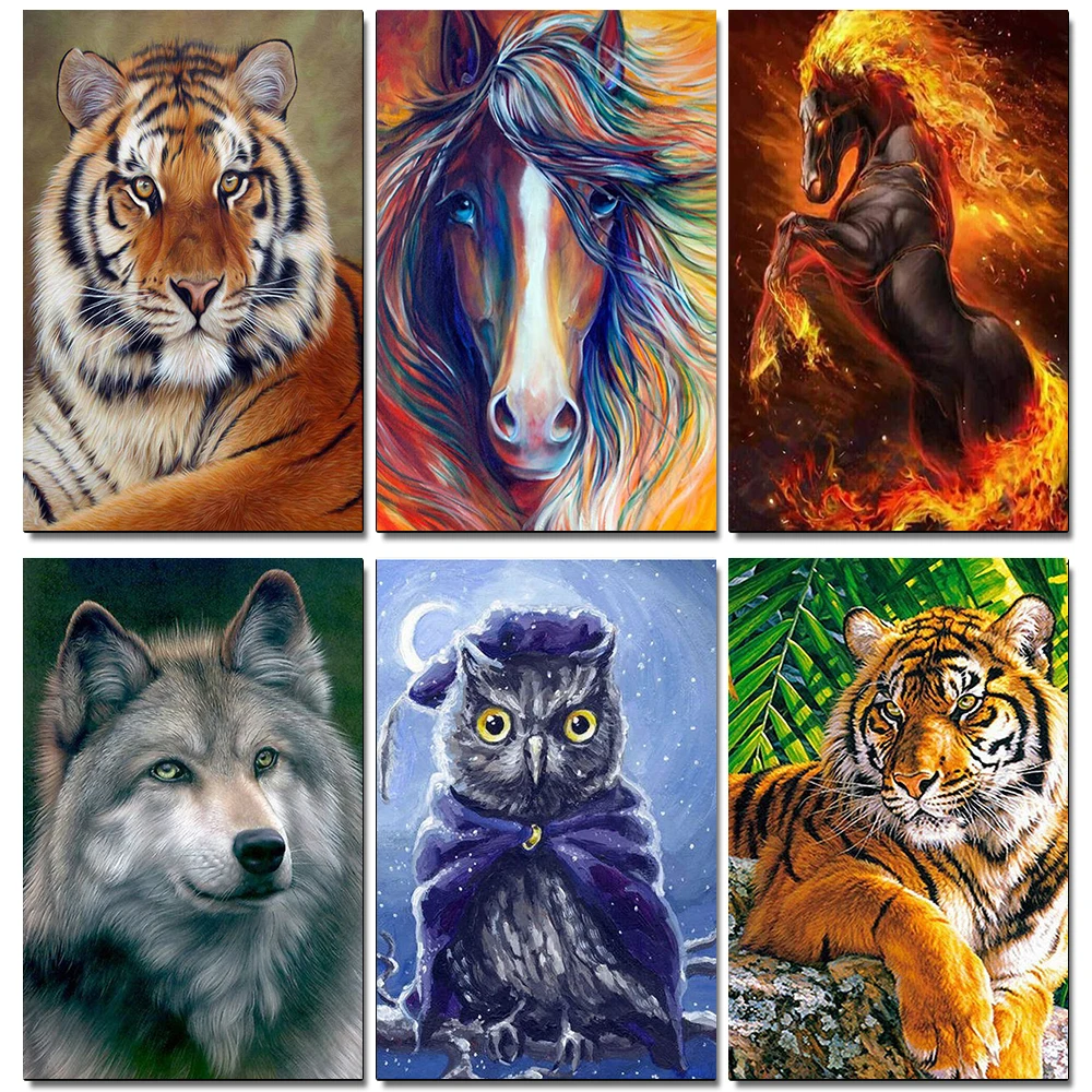 

OLOEY 25 Pattern Animal Diamond Painting Cross Ctitch Kits Wall Sticker Diamond art Mosaic Embroidery Painting New Year Gift