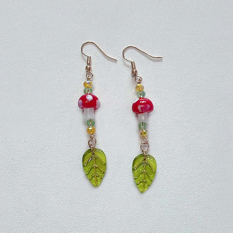 Серьги с грибами лесной феи y2k