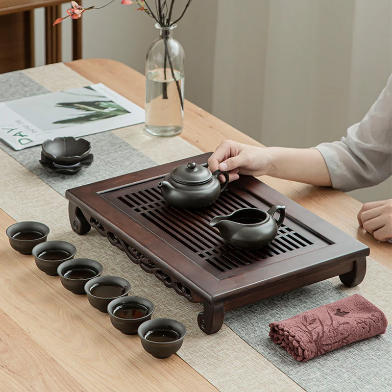 

Walnut Color Simple Bamboo Tea Table Chinese-style Drain Tea Table Tea Sea Drainage Water Storage Kung Fu Tea Set Tea Table