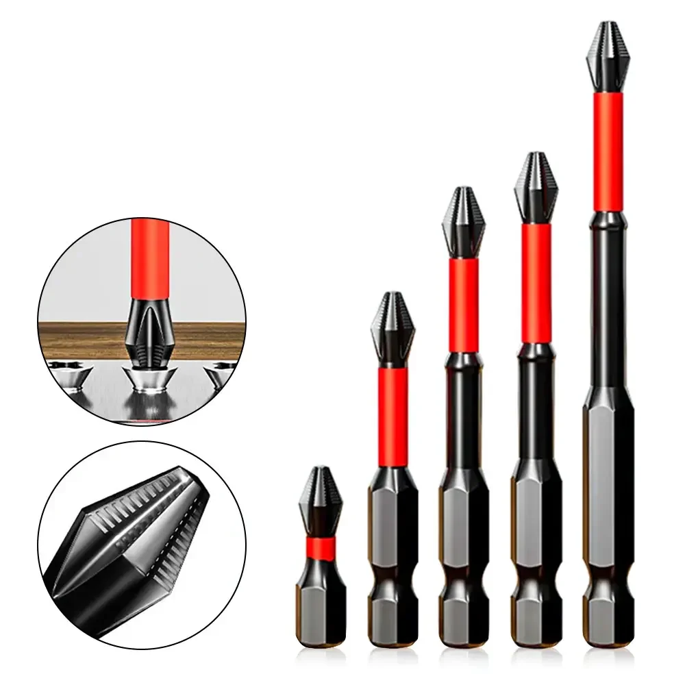 

Non-Slip Impact Batch Head Strong Magnetic Cross High Torque Hardness Screw 25/50/65/70/90/150mm Waterproof Ph2 Screwdriver Bits