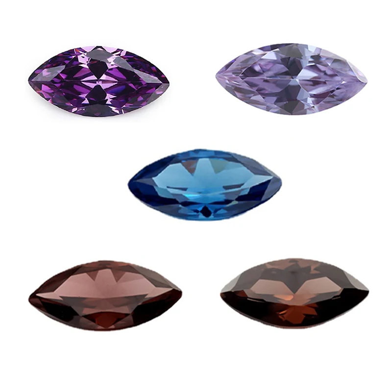 Marquise Cut Cubic Zirconia Stone Blue Coffee Rhodolite Lavender Amethyst Mix 5 Color AAAAA Loose CZ Stones Synthetic Gems