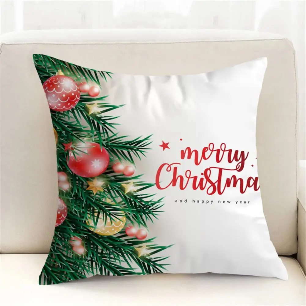

Christmas Pillowcase Useful Easy Insertion Breathable for Office Cushion Cover Christmas Pillowcase