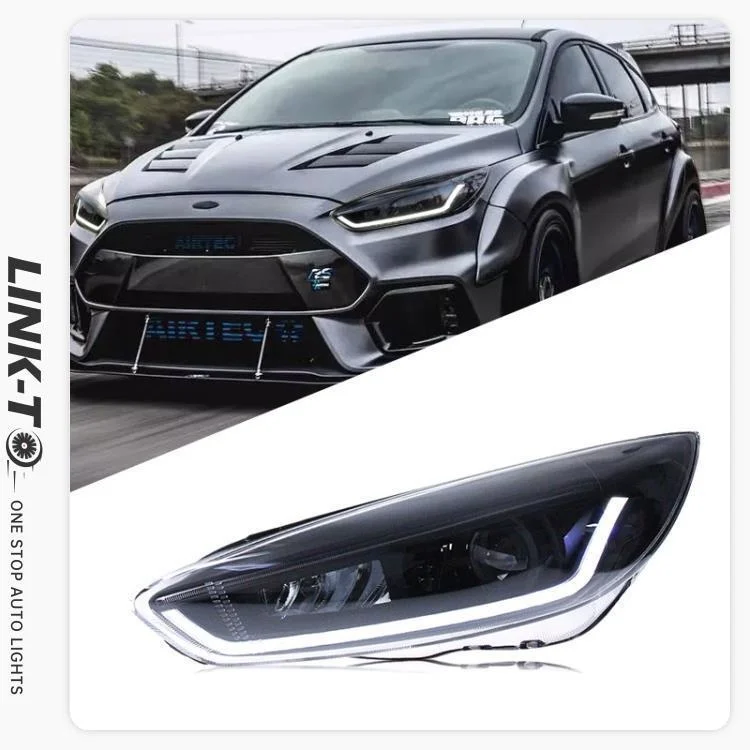 

For Ford Focus 2015 2016 2017 2018 Headlight Assembly LED Streamer Turn Signal Daytime Running Light Lens Headlight