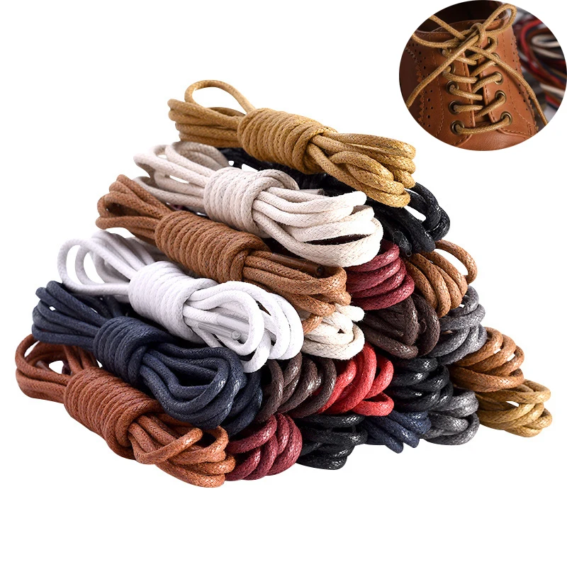 Men Waterproof Leather Shoe Laces Martin Boot Shoes Waxed Ro