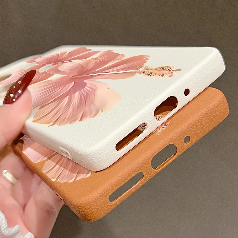 Фото Чехол для телефона с цветочным принтом гибискуса для Xiaomi 13T Xiaomi 13T Pro, мягкий силиконовый противоударный чехол из ТПУ с текстурой кожи для Xiaomi 13T №5
