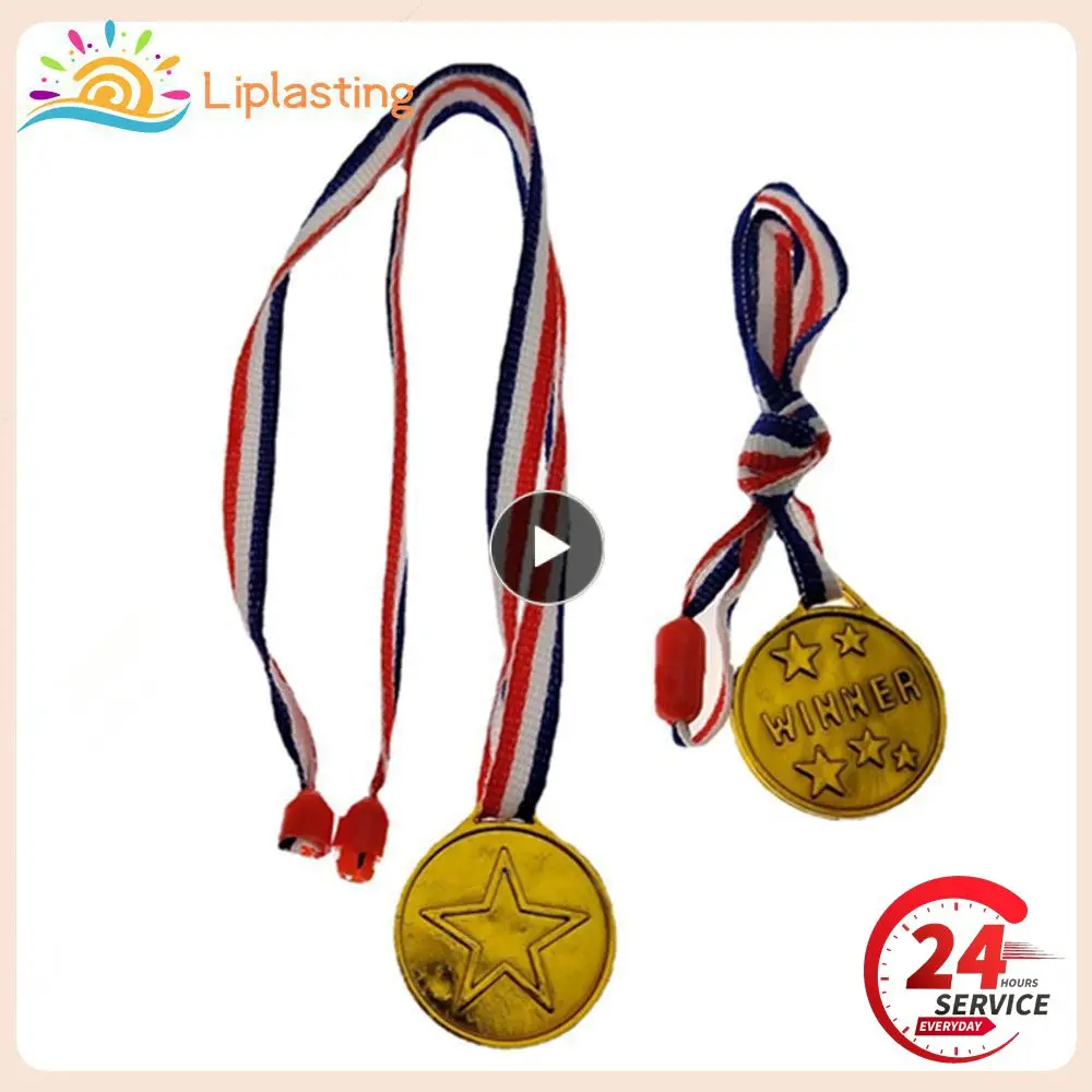 

Plastic Gold Winners Medals Children Medals Sports Day Party Bag Prize Awards Toys Winner Medals Sets Toy For Kids Party Props