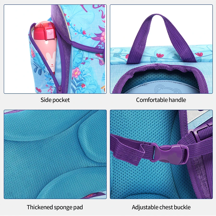 Kids Brand 8-128 Forest Elk School Bags for Girls 3D Orthopedic Backpack Children Grade 1-3-6 Cartoon Schoolbag Mochila Infantil