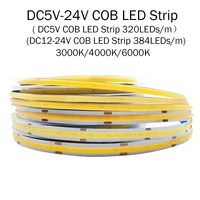 dc5 24v high density cob led strip fob cri 90 super thin flexible 320384ledsm coolnaturewarm white linear dimmable light bar