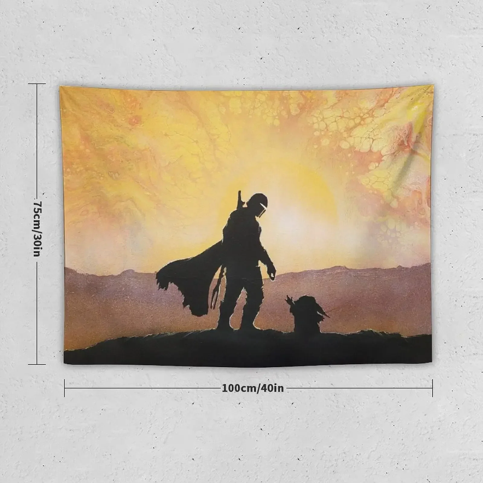 Мандо охотник и ребенок холст гобелен украшение для дома настенные подвески