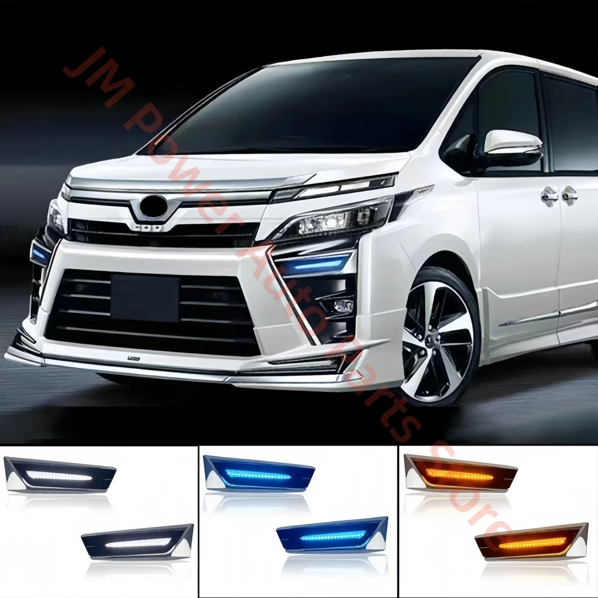 Фото Для Toyota VOXY 80 Series: Модифицированные светодиодные фары переднего бампера, дневные ходовые огни, ночные ходовые огни, указатели поворота. №3