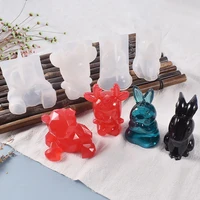 3d silicone mold diy geometry stereo transparent animal mold decoration tools kitchen accessories easter rabbit