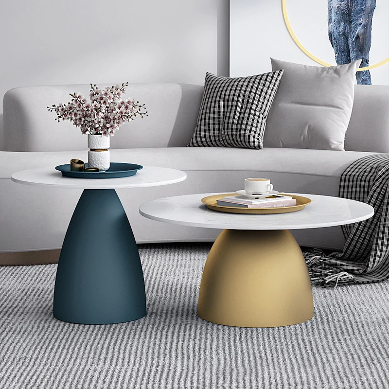 

Creative Italian Coffee Table Stone Plate Marble Side Table Small Apartment Home Small round Table Ins Style Simple Sofa