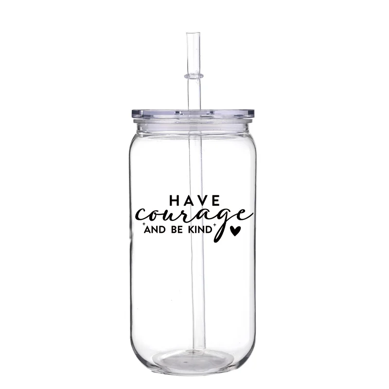 Черные буквы с узором 16 унций печатная чашка для домашних животных соломой