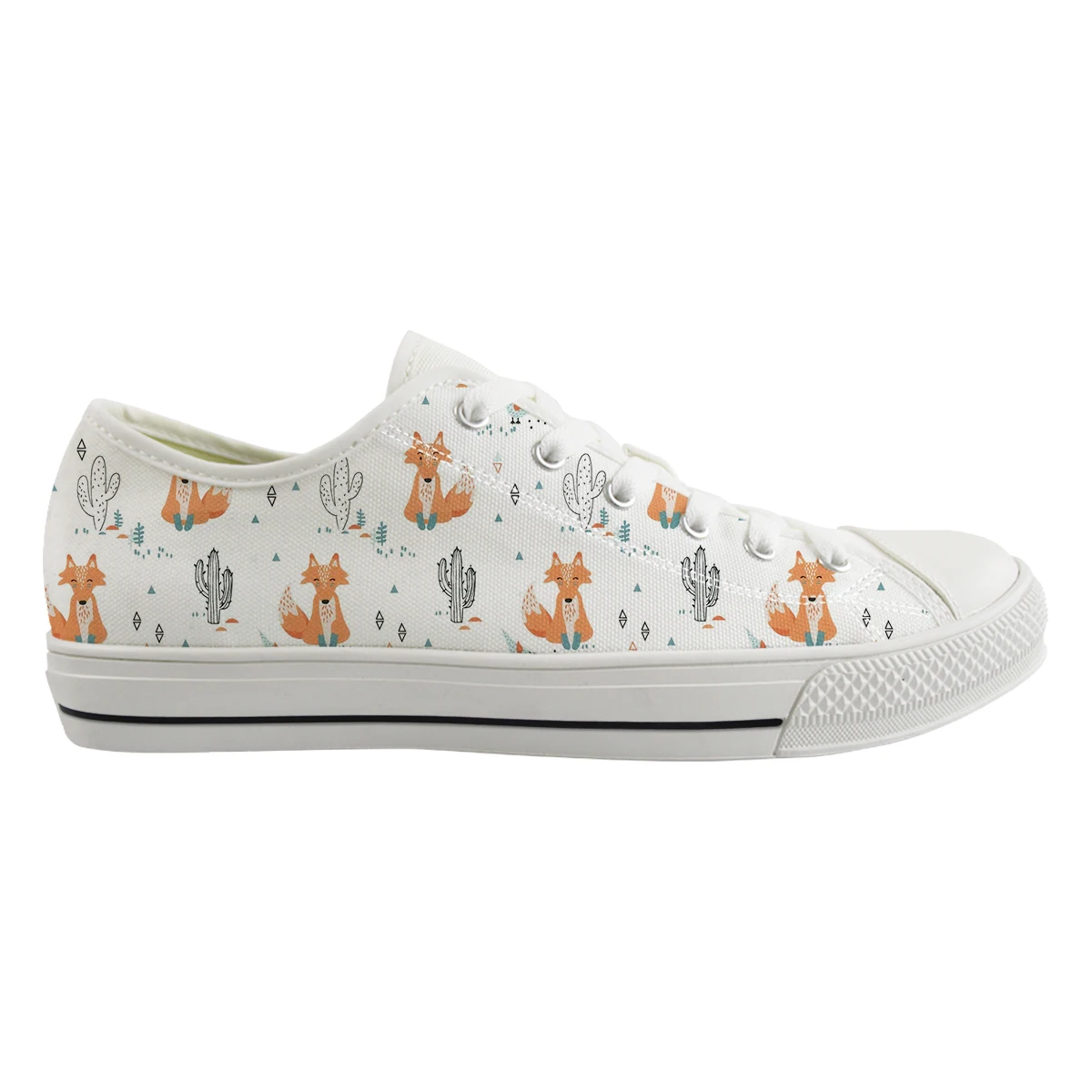 

Cartoon Fox Print New Woman Casual Shoes Breathable Sneakers Ladies Sneakers Casual Large Size Canvas Shoes Sapato Feminino