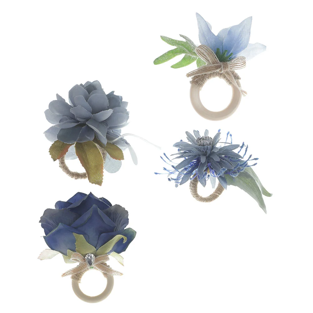 Napkin Buckles Flower Rings Clasps Holder Exquisite Simulation Wedding Delicate Clamp Decorative Buckle Shaped Set Ring
