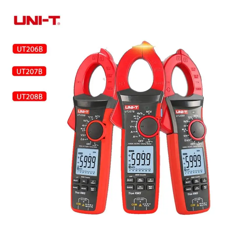 

UNI-T RMS Digital Clamp Meter UT206B​​ UT208B AC DC Current 1000A 1000V Multimetro Tester 6000 Count Multimeter Surge Current