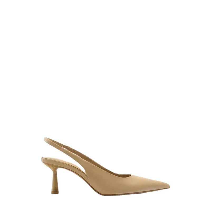 TRAF 2022 Women High Heels Beige Pumps Heeled Fashion Pointed Toe Office Ladies Shoes Elegant Woman Heeled Shoes Luxury High Hee