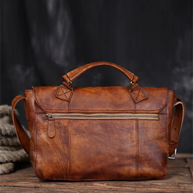 PNDME vintage high-quality natural genuine leather men's briefcases business work real cowhide handbag travel messenger bag