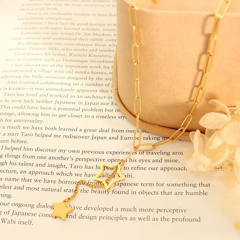 

Star Pendant Necklace Boho Clavicle Chain Stainless Steel For Womens Accessories Fashion Jewelry Gold Colgantes Mujer Moda
