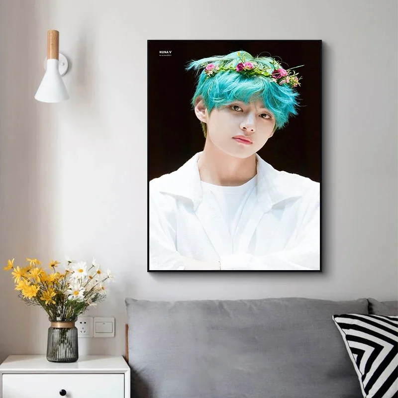 Kpop Star Kim Tae Hyung V Постер С Принтом На Холсте Без Рамы В Корейском Стиле Настенное