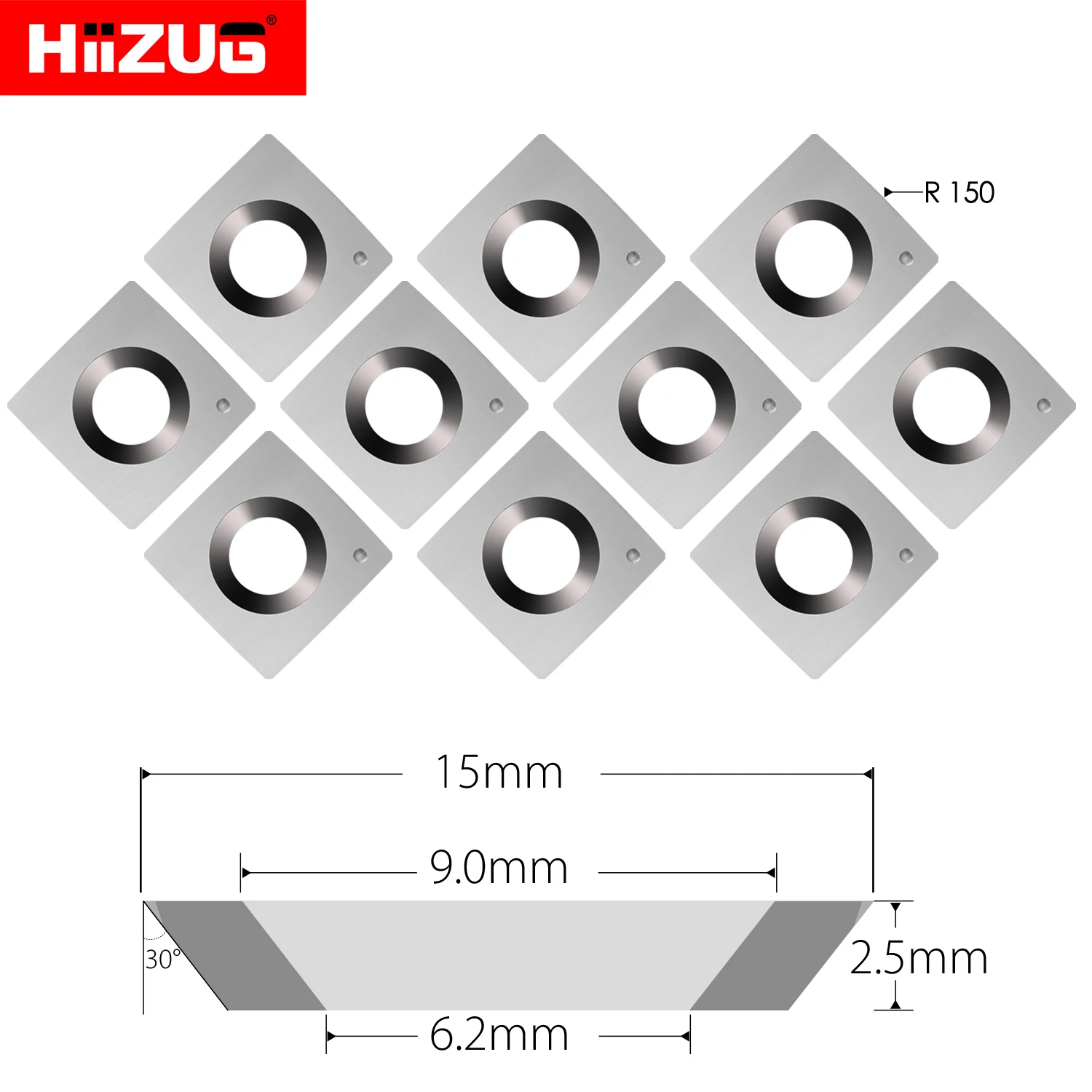 13,8 мм/14 мм/15 мм квадратный твердосплавный резак для пластин-4R0,5 мм 10 шт., для спирального строгального станка, токарный станок по дереву, столярные инструменты