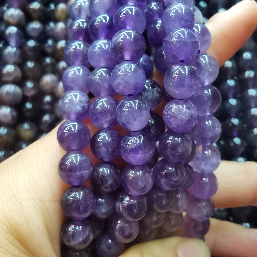 

Good qualitry 8mm Natural amethyst Stone Beads Round Loose Beads For Accessories Jewellery Making Bracelet 15" Strand about 44pc