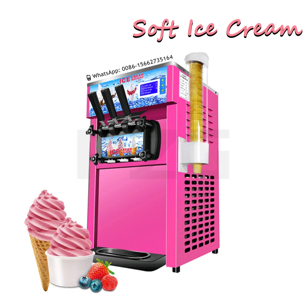 Commercial 18L Soft Serve Ice Cream Machine Frozen Yogurt Ice Cream Maker With 2+1 Flavors