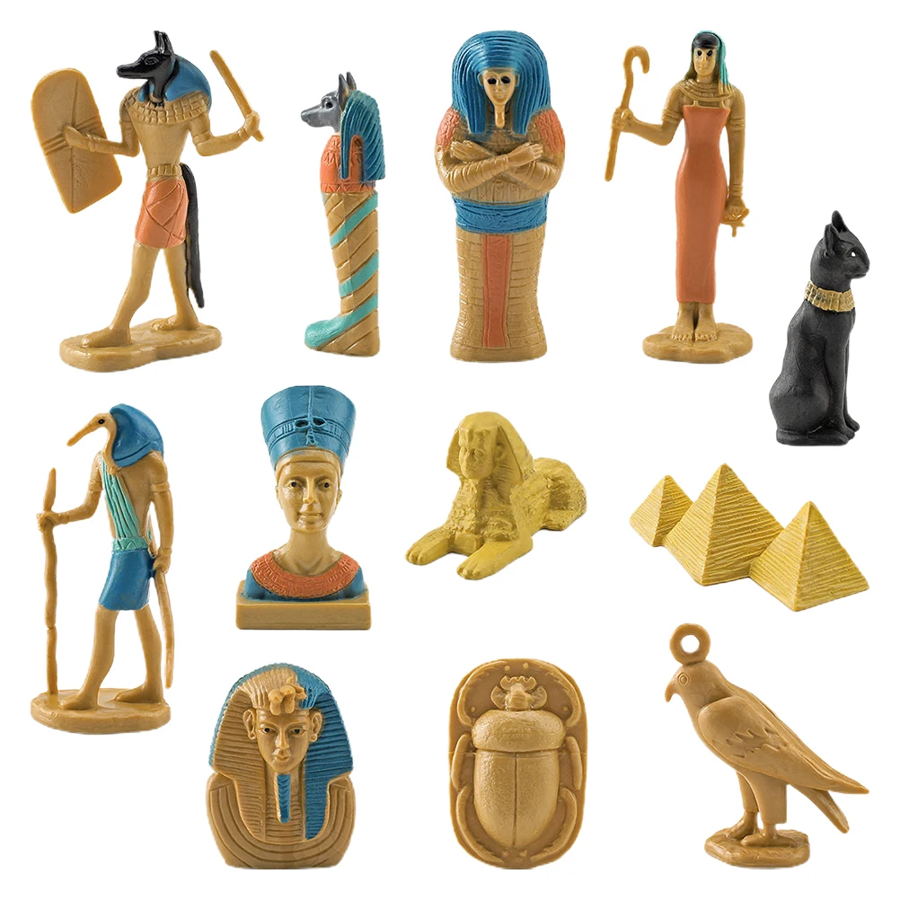 

Ancient Egypt Queen Pyramid Pharaoh Mummy Anubis Sphinx Model Figurine Plastic Action Figure Collection Decoration