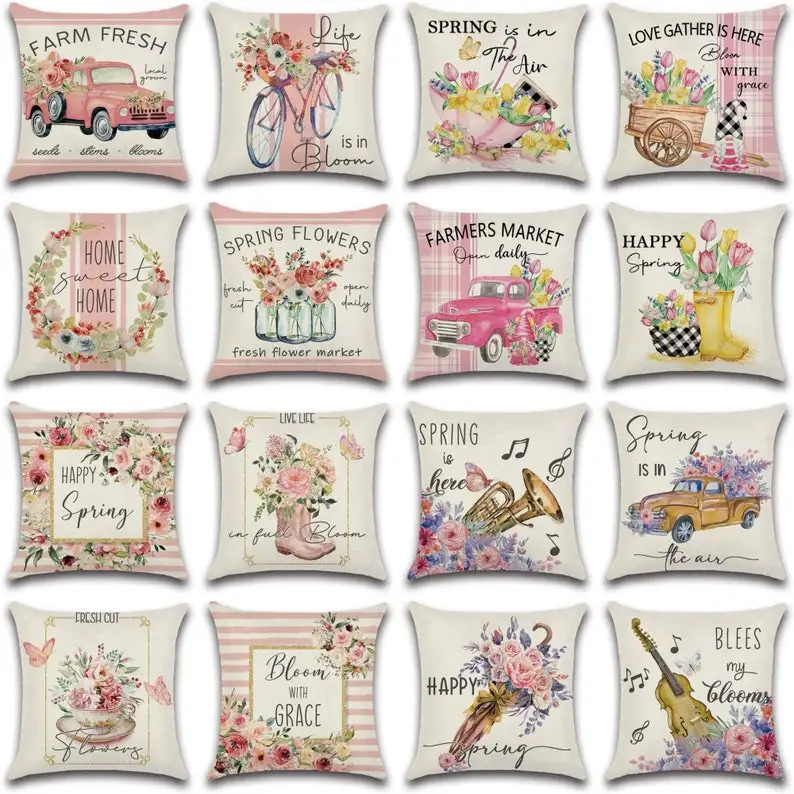 

4pcs/set Modern Decorative Pillow Cover 1 Spring Pillow Covers for Home Decor Spring Throw Pillow Covers Farmhouse decoration