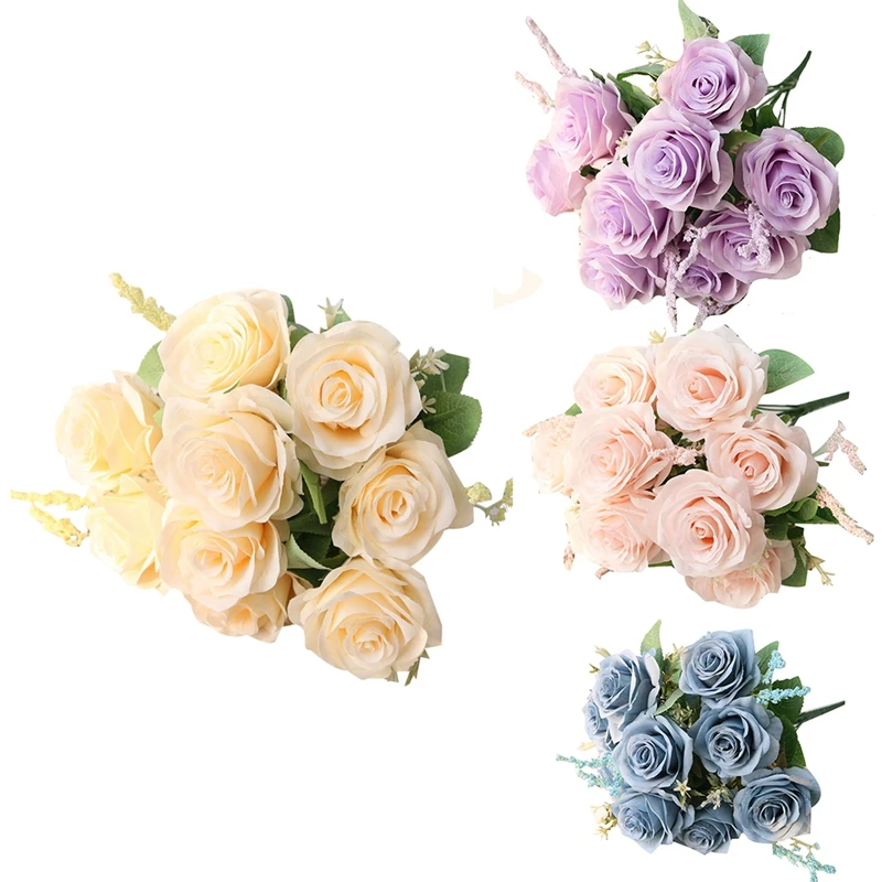 

Artificial Blue Roses Flowers Silk Rose Flower Bouquet Artificial Flowers Home Garden Decoration Wedding Roses