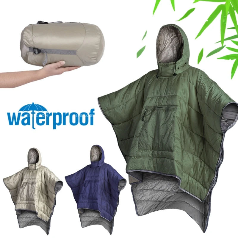 

Fashion Winter Warm Ponchos Capes for Women Men Solid Color Wearable Sleeping Bag Outdoor Camping Hiking Riding Motorcycle Cloak