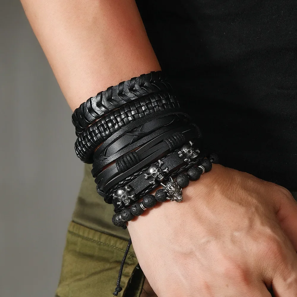 

Fashion Dragon Leather Bracelet for Men Hot Selling Retro Multi-layer Bracelet Luxury Woven Leather Bracelet Set Wholesale