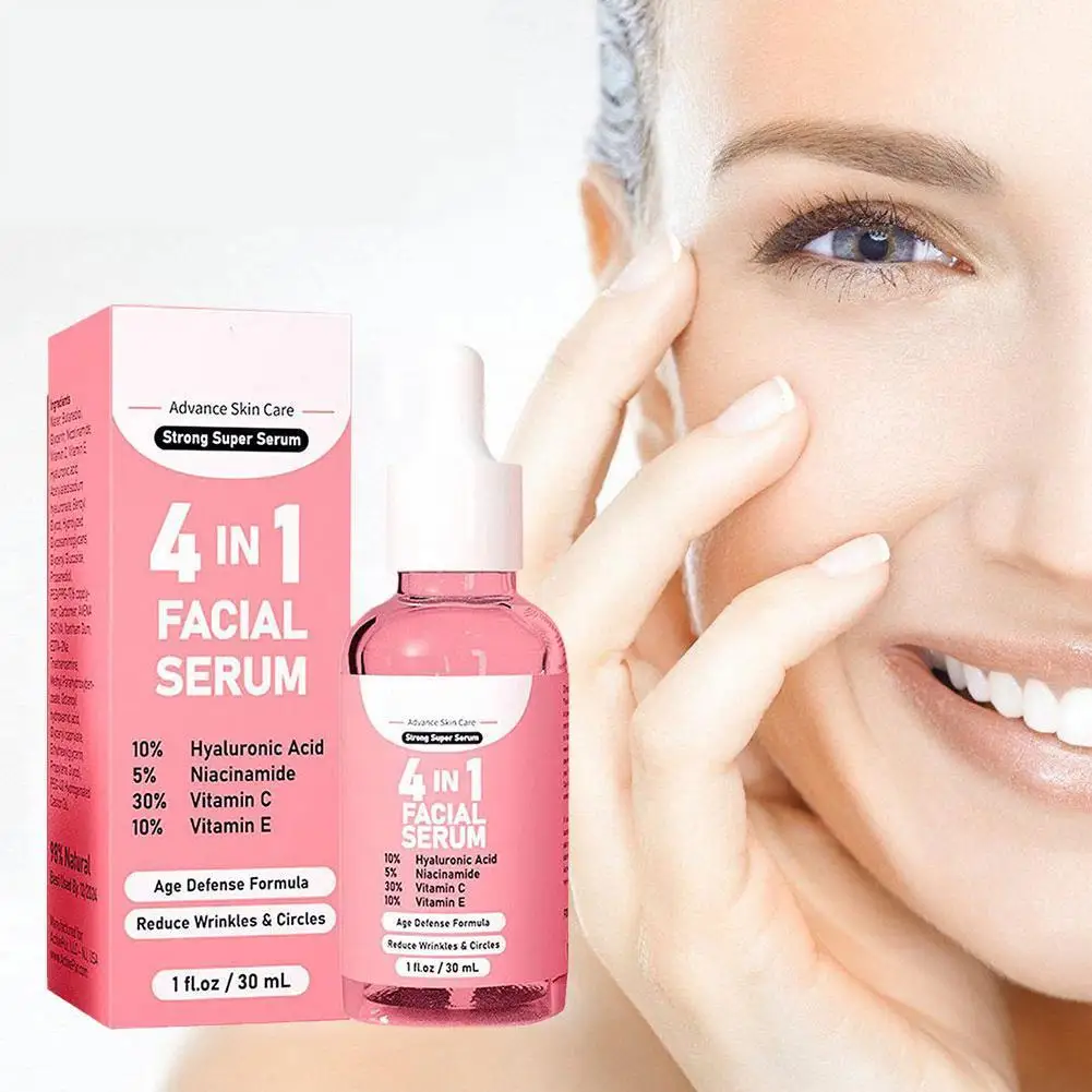 

4 In 1 Face Serum 30% Vitamin C with HA Hyaluronic Hydrating Serum Nicotinamide Skin 30ML Anti-aging Acid Whitening Skin Care