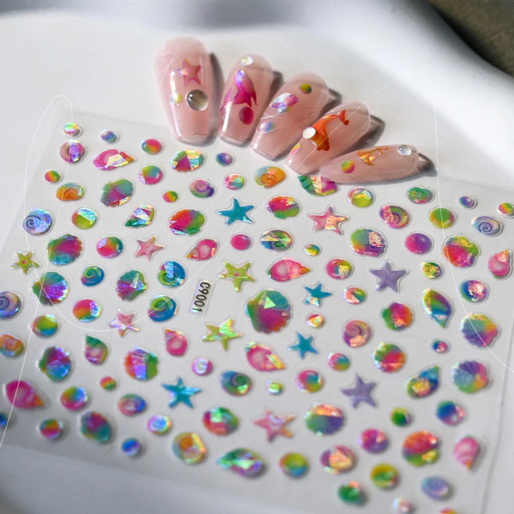 1 шт. Летняя Пляжная блестящая наклейка в виде дельфина ракушки морской звезды