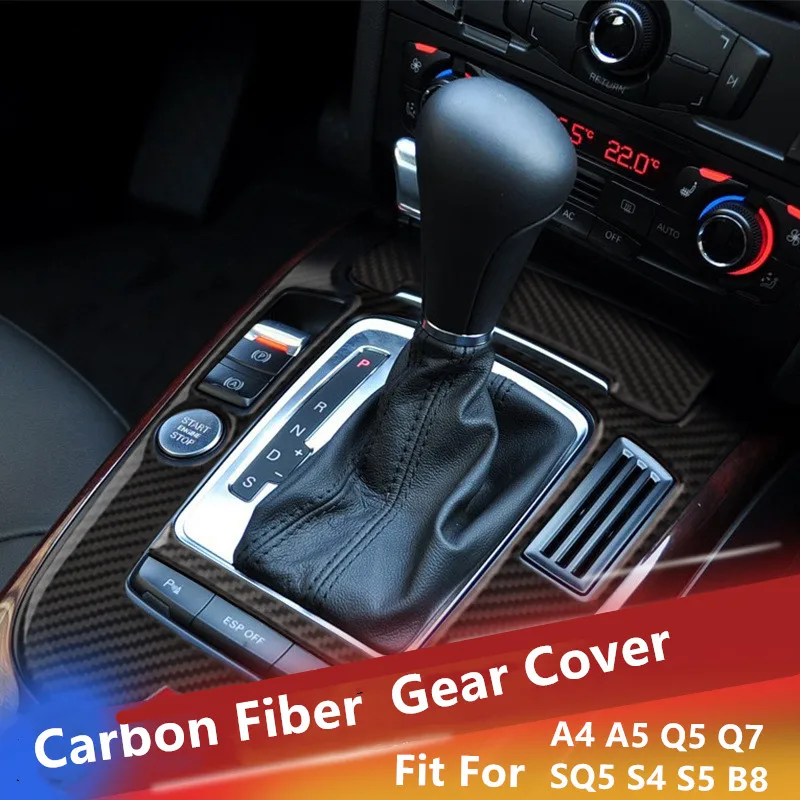 Купи Carbon Fiber Gear Panel Cover Decorative Stickers For Audi A4 A5 Q5 SQ5 8R S4 B8 S5 Car Interior Sticker Accessories за 2,160 рублей в магазине AliExpress