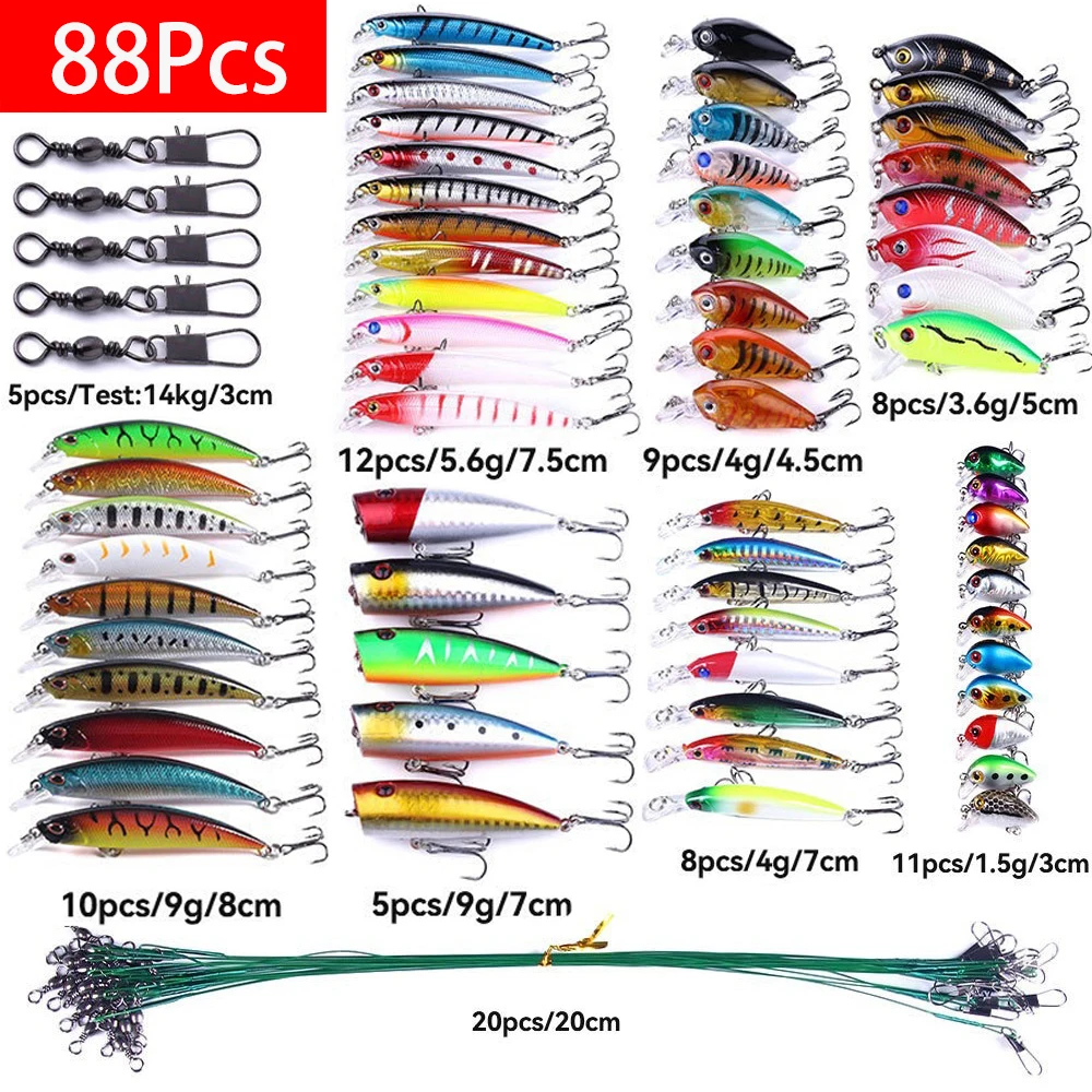 

Fishing Lures Set Crankbait Tackle Hard Bait Kit Minnow Popper Pencil Swing Swimbait Wobblers Artificial Bionic Crank Pesca Suit