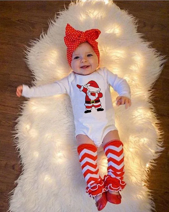 

Новорожденный ребенок Счастливого Рождества Санта Клаус узор Печатный комбинезон для младенцев Забавный стиль милый комбинезон для малышей