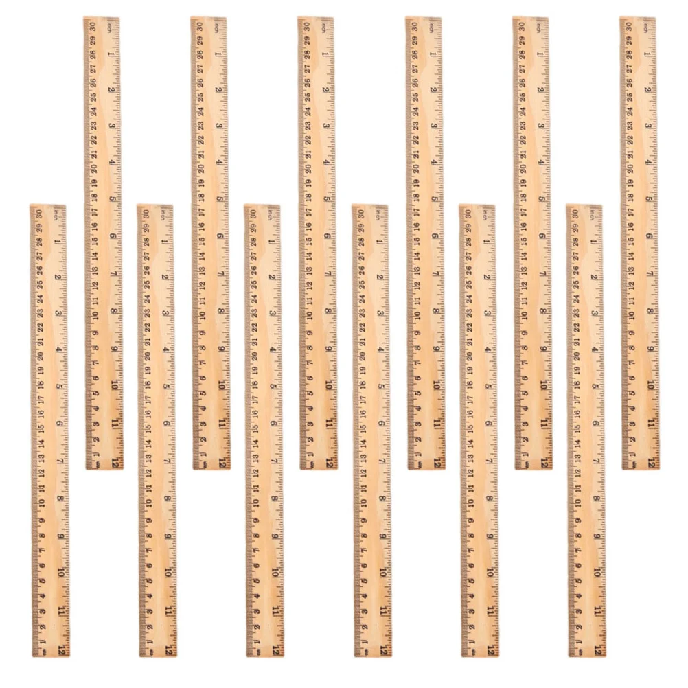 

12Pcs Ruler Convenient Student Ruler Household Wood Ruler Student Accessory for School Students Measuring
