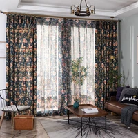 2022 american rustic curtains for living dining bedroom semi shade for bedroom study flower plant window curtain coarse cotton