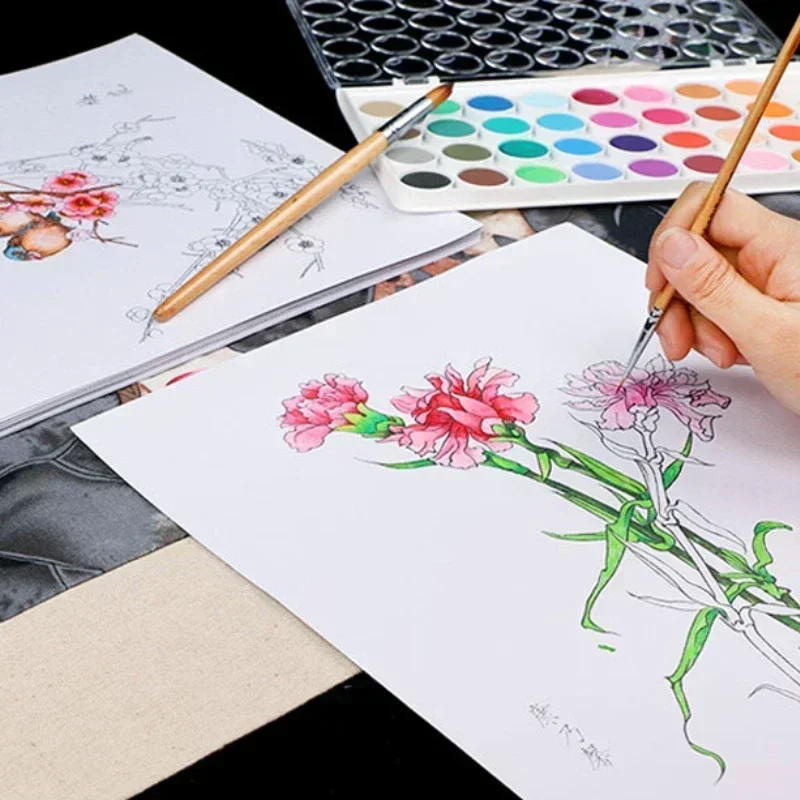 Детская рукописная живопись растение линия раскраски тщательная акварель