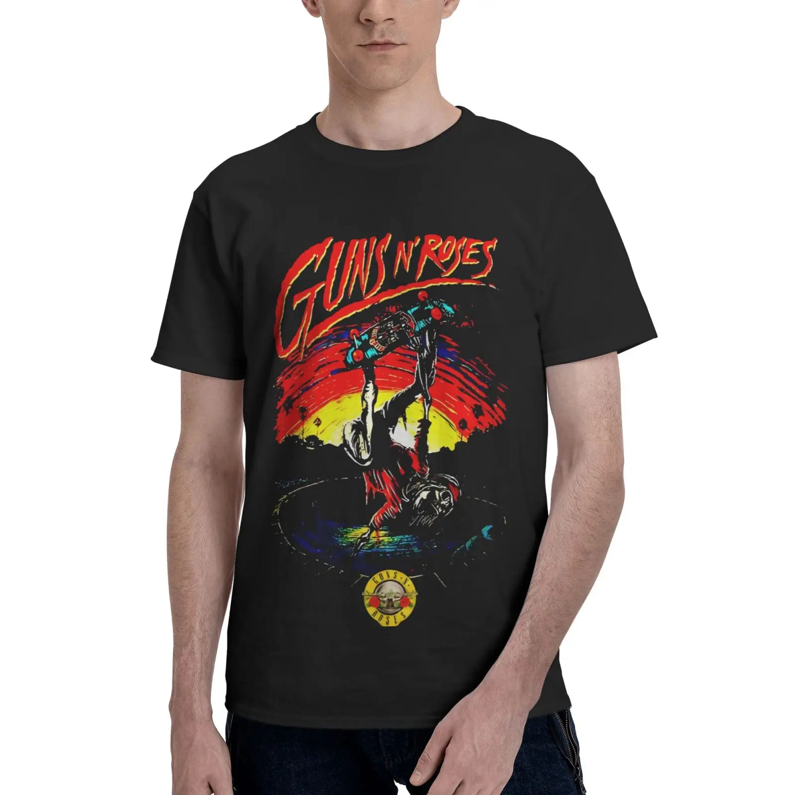 

Футболка большого размера с принтом Guns N Roses Skate Skater Undead
