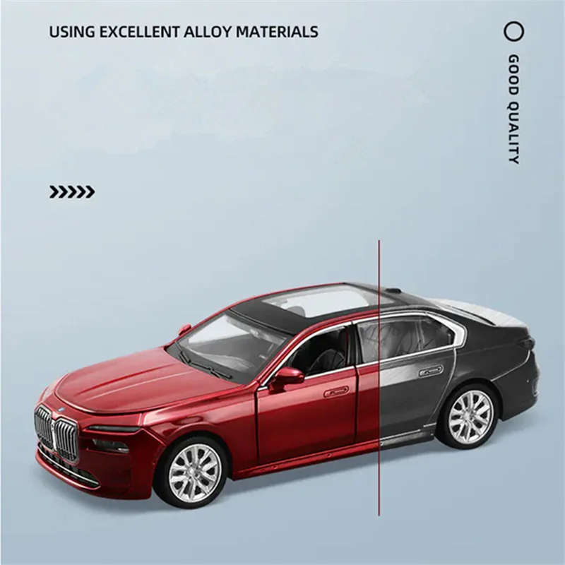 Фото 1/32 bmw i7 модель автомобиля из сплава, литая под давлением металла, новые энергетические транспортные средства, модель автомобиля, высокая имитация звука и света, коллекция детских игрушек в подарок №2