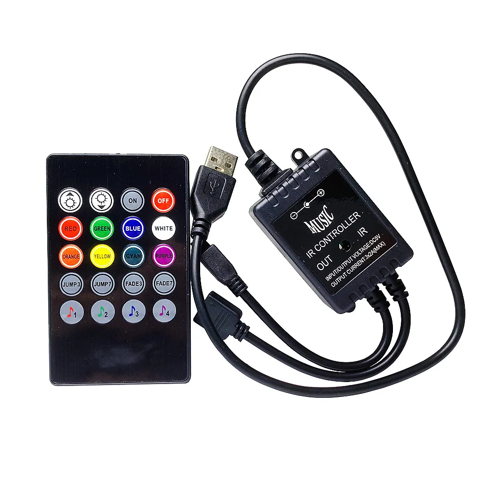 5V USB Music Sound Sensitive RGB LED Strip Controller 20Key Wireless Remote Lamp Band Dimmer Switch For 3528 5050 LED Tape Light