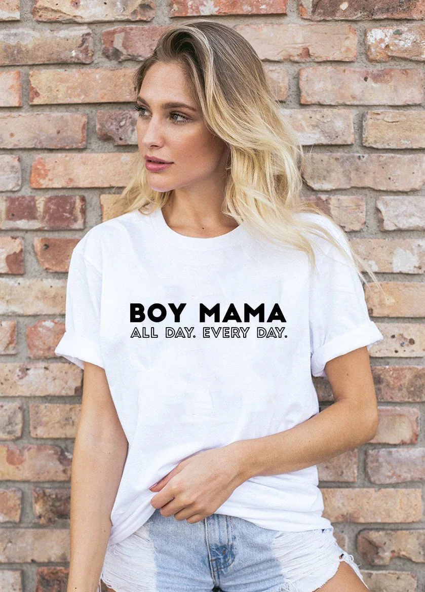 

Boy Mama Letter Print Women Summer T Shirt Mom Life Harajuku Short Sleeve Tshirt Streetwear Female T-shirt Mommy Clothing Tops