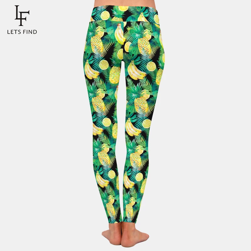 Женские леггинсы LETSFIND с 3D-принтом фруктов бананов ананасов и лимонов Модные