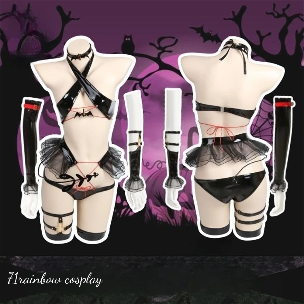 

Оригинальный дизайн, косплей-костюм с маленьким дьяволом, женское кожаное нижнее белье, купальники, женский сексуальный костюм для косплея на Хэллоуин