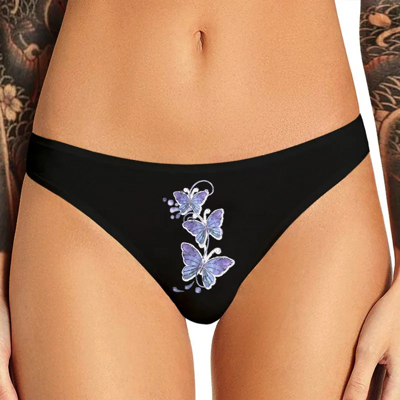 

Flying Butterfly Girls Sexy Panties Pink Butterflies Underwear Women's Intimates Seamless Thong Underwear Funny Pantie for Women