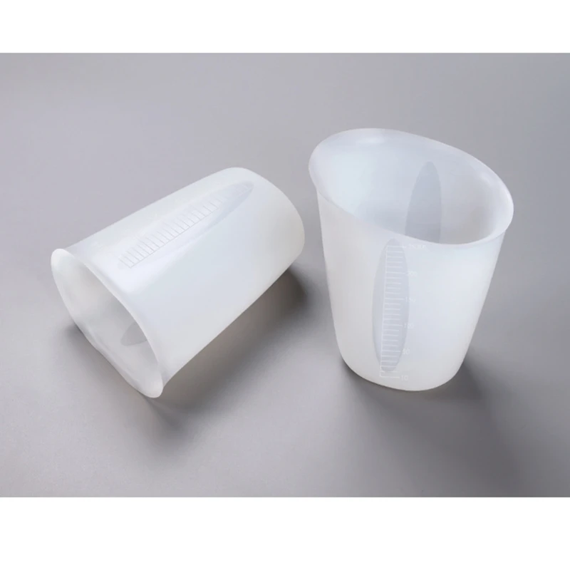

T84B 250ml Silicone Measuring Cup Clear Graduated Epoxy Split Cup for DIY Crafts Casting Tool UV Resin Mold Jewelry Art Lab